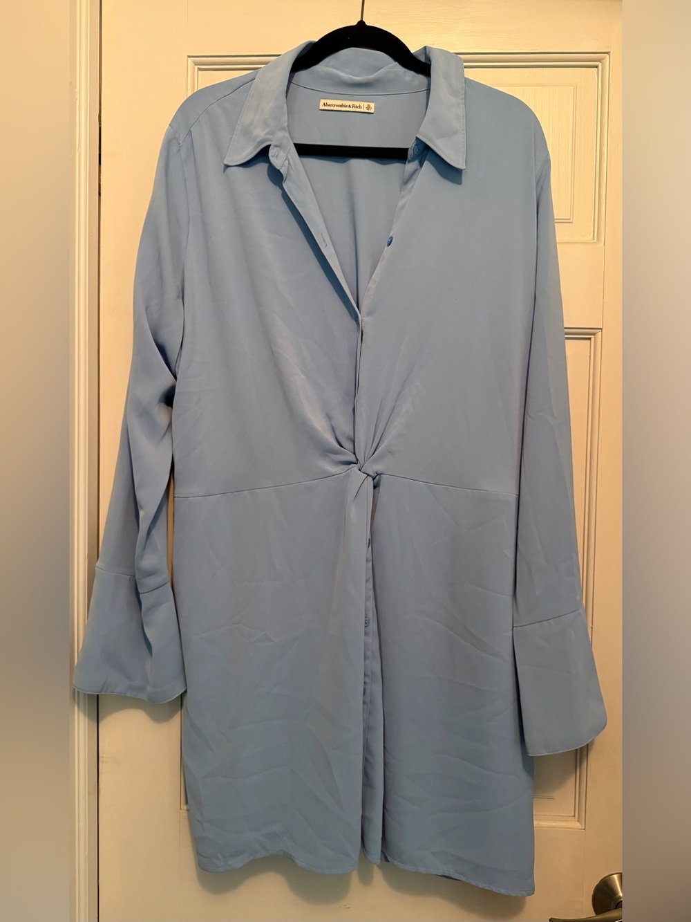 Abercrombie & Fitch Light Blue Knot-Front Shirt Dress